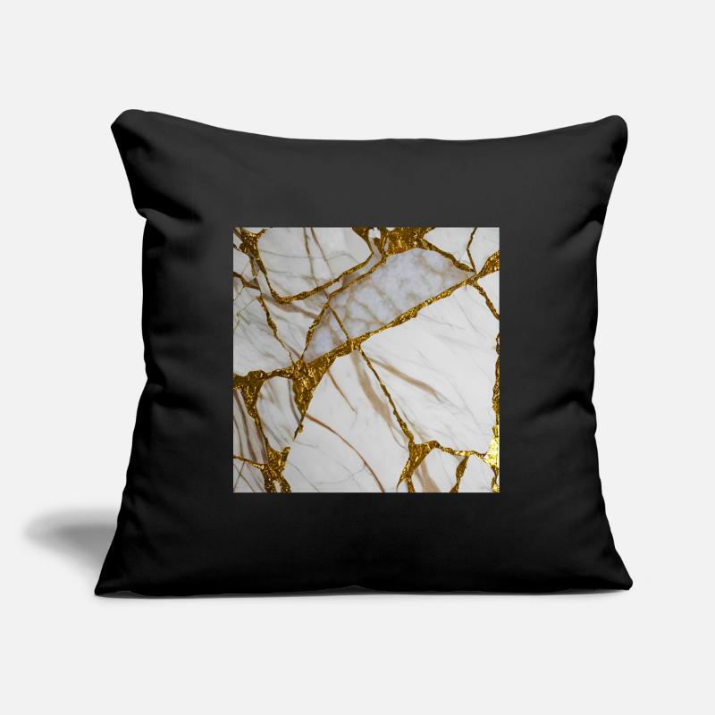 Texture de pierre de marbre marbré blanc-or Housse de coussin décorative 45 x 45 cm