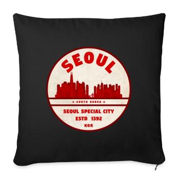 Seoul Skyline Vintage Emblem - Sofa pillowcase 17,3'' x 17,3'' (45 x 45 cm) - black - Front