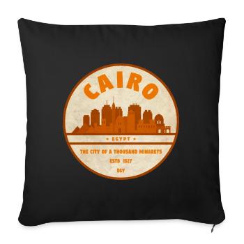 Cairo Retro City Silhouette Badge - Sofa pillowcase 17,3'' x 17,3'' (45 x 45 cm) - black - Front
