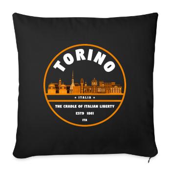 Emblème de la Skyline de Torino - Housse de coussin décorative 45 x 45 cm - noir - Devant