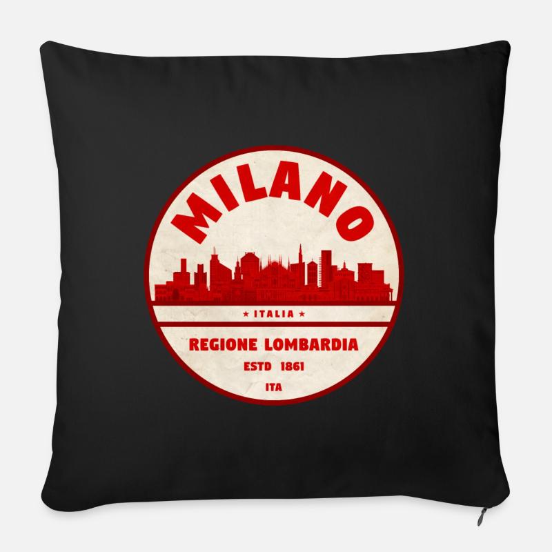 Milano Lombardia Retro Skyline - Sofakissenbezug 45 x 45 cm - Schwarz