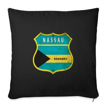 Nassau Bahamas flag crest design - Sofa pillowcase 17,3'' x 17,3'' (45 x 45 cm) - black - Front