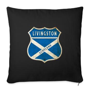 Livingston Scotland flag crest design - Sofa pillowcase 17,3'' x 17,3'' (45 x 45 cm) - black - Front