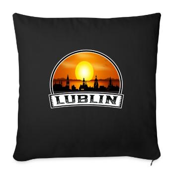 Lublin Pologne Skyline Vintage Sunset Travel Souven - Housse de coussin décorative 45 x 45 cm - noir - Devant