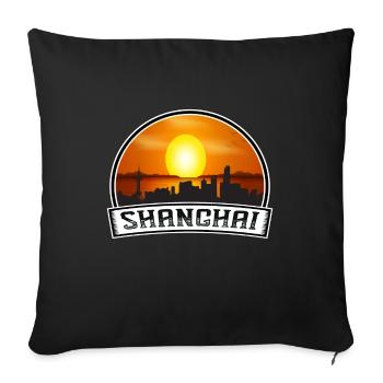 Shanghai China Skyline Vintage Sunset Travel Souve - Sofakissenbezug 45 x 45 cm - Schwarz - Vorne