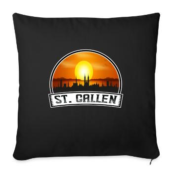 Saint-Gall Suisse Skyline Vintage Sunset - Housse de coussin décorative 45 x 45 cm - noir - Devant
