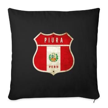 Drapeaux de Piura Pérou - Housse de coussin décorative 45 x 45 cm - noir - Devant