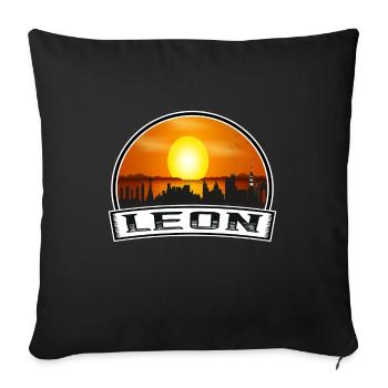 Leon Mexiko Skyline Vintage Sonnenuntergang Reise Souvenir - Sofakissenbezug 45 x 45 cm - Schwarz - Vorne