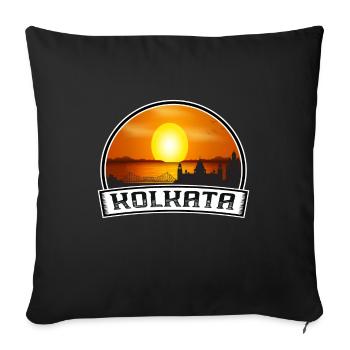 Kolkata Inde Skyline Vintage Sunset Travel Souven - Housse de coussin décorative 45 x 45 cm - noir - Devant