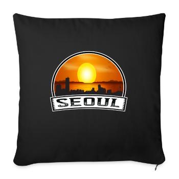 Seoul South Korea Skyline Vintage Sunset Travel So - Sofa pillowcase 17,3'' x 17,3'' (45 x 45 cm) - black - Front