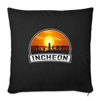 Incheon Corée du Sud Skyline Vintage Sunset Travel - Housse de coussin décorative 45 x 45 cm - noir - Devant