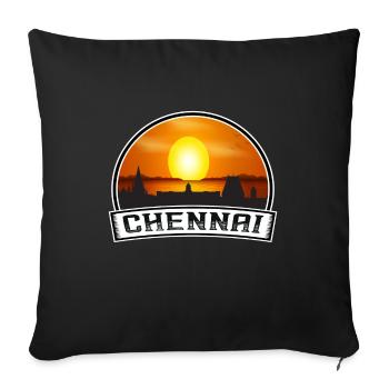 Chennai Inde Skyline Vintage Sunset Travel Souven - Housse de coussin décorative 45 x 45 cm - noir - Devant