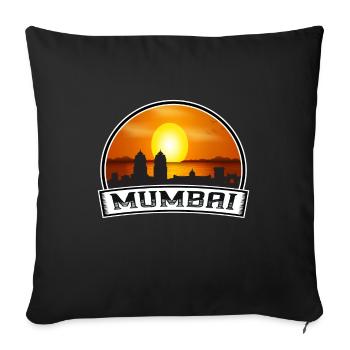 Mumbai Inde Skyline Vintage Sunset Travel Souveni - Housse de coussin décorative 45 x 45 cm - noir - Devant