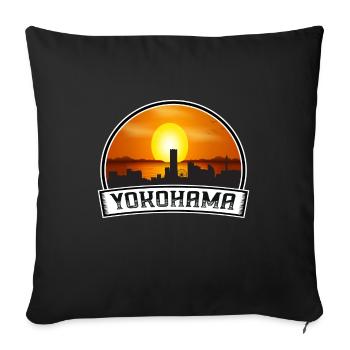 Yokohama Japon Skyline Vintage Sunset Travel Souve - Housse de coussin décorative 45 x 45 cm - noir - Devant