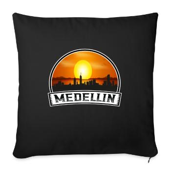 Medellin Colombie Skyline Vintage Sunset Voyage So - Housse de coussin décorative 45 x 45 cm - noir - Devant