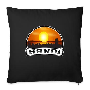 Hanoi Vietnam Skyline Vintage Sonnenuntergang Reise Souven - Sofakissenbezug 45 x 45 cm - Schwarz - Vorne