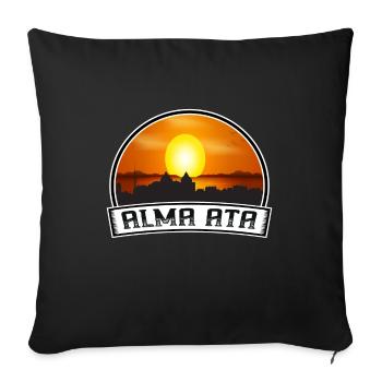 Alma Ata Kazakhstan Skyline Vintage Sunset Travel - Sofa pillowcase 17,3'' x 17,3'' (45 x 45 cm) - black - Front