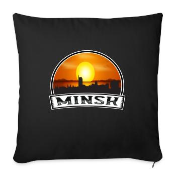 Minsk Biélorussie Skyline Vintage Sunset Travel Souven - Housse de coussin décorative 45 x 45 cm - noir - Devant