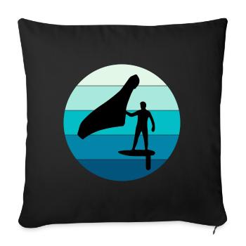 Wing Foiling Hydrofoil Surfing Surf Water Sport - Sofa pillowcase 17,3'' x 17,3'' (45 x 45 cm) - black - Front