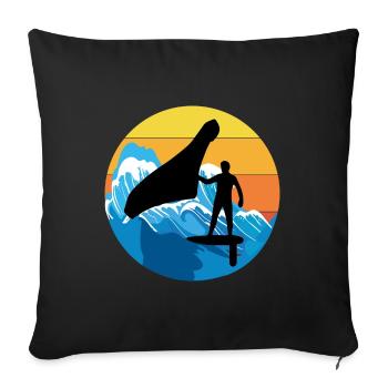 Wing Foiling Hydrofoil Surfing Surf Water Sport - Sofa pillowcase 17,3'' x 17,3'' (45 x 45 cm) - black - Front