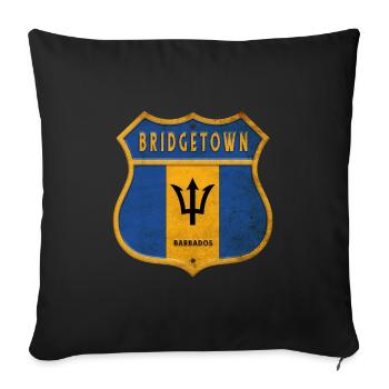 Bridgetown Barbade Drapeaux à armoiries - Housse de coussin décorative 45 x 45 cm - noir - Devant