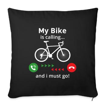 Mon vélo m’appelle et je dois y aller ! T-shirt cyclisme - Housse de coussin décorative 45 x 45 cm - noir - Devant