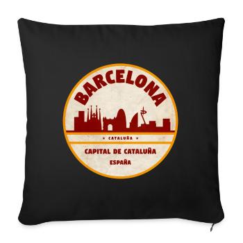 Barcelona Skyline Vintage Emblem - Sofa pillowcase 17,3'' x 17,3'' (45 x 45 cm) - black - Front