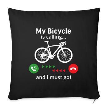 Mon vélo appelle drôle de vélo et je dois y aller! - Housse de coussin décorative 45 x 45 cm - noir - Devant