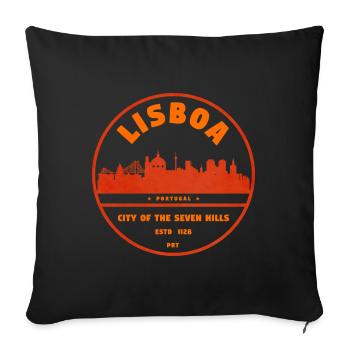 Estampe de la Skyline de Lisbonne - Housse de coussin décorative 45 x 45 cm - noir - Devant