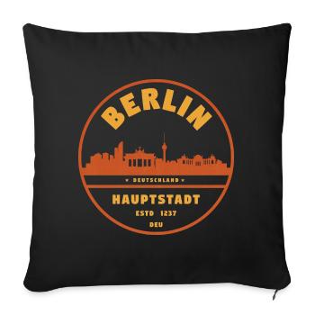 Insigne du paysage urbain de Berlin - Housse de coussin décorative 45 x 45 cm - noir - Devant
