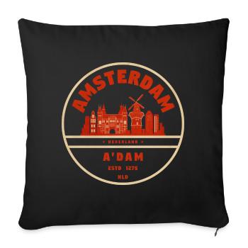 Emblème vintage Amsterdam Skyline - Housse de coussin décorative 45 x 45 cm - noir - Devant