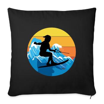 Vintage Retro Water Skiing Ski Water sport - Sofa pillowcase 17,3'' x 17,3'' (45 x 45 cm) - black - Front