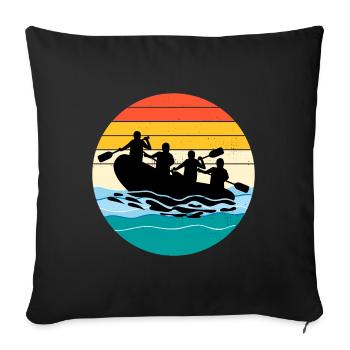 Vintage Retro Rafting Team Raft White Water Rafter - Housse de coussin décorative 45 x 45 cm - noir - Devant