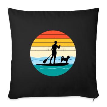 Paddleboarding Paddleboard Paddle Water sports Dog - Sofa pillowcase 17,3'' x 17,3'' (45 x 45 cm) - black - Front