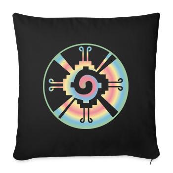 Galactic Butterfly Hunab Ku - aztec symbol - Sofa pillowcase 17,3'' x 17,3'' (45 x 45 cm) - black - Front