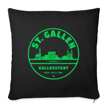 St. Gallen Switzerland Emblem with Gallusstadt - Sofa pillowcase 17,3'' x 17,3'' (45 x 45 cm) - black - Front
