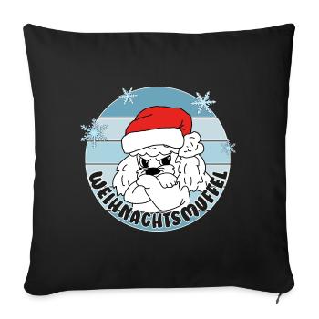 Comicstyle Pudelmotiv - Weihnachten ohne mich - Sofakissenbezug 45 x 45 cm - Schwarz - Vorne