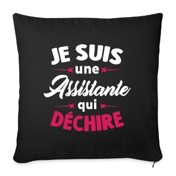 Je suis une assistante qui déchire - Housse de coussin décorative 45 x 45 cm - noir - Devant