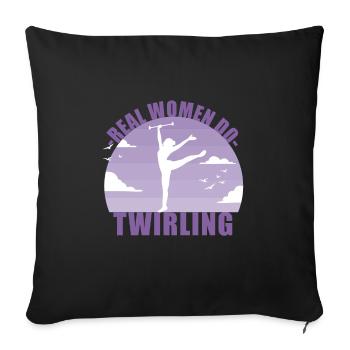 Real women do Twirling - Baton Sportlerin Geschenk - Sofakissenbezug 45 x 45 cm - Schwarz - Vorne
