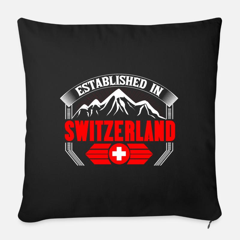 Suisse Swiss Pride - Housse de coussin décorative 45 x 45 cm - noir