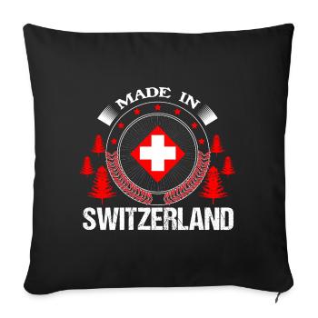 Suisse Drapeau Suisse Cadeau - Housse de coussin décorative 45 x 45 cm - noir - Devant