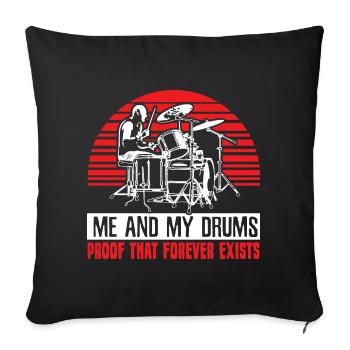 Drums Rock - Sofa pillowcase 17,3'' x 17,3'' (45 x 45 cm) - black - Front
