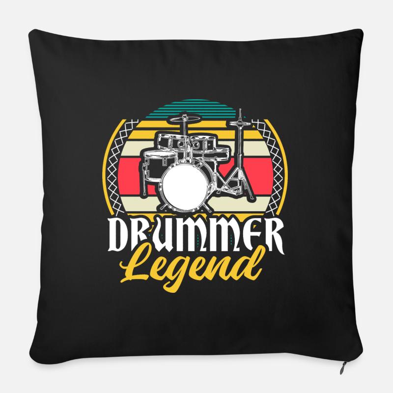 Drums Drumsticks Drumsticks Idée cadeau - Housse de coussin décorative 45 x 45 cm - noir