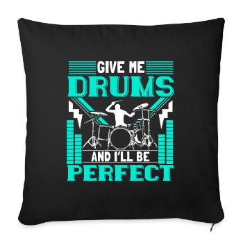 Drums Heavy Metal Drum Gift - Sofa pillowcase 17,3'' x 17,3'' (45 x 45 cm) - black - Front