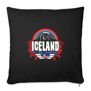 Iceland Horse Gift - Sofa pillowcase 17,3'' x 17,3'' (45 x 45 cm) - black - Front