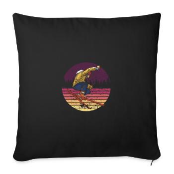 Skieurs Ski Rétro - Housse de coussin décorative 45 x 45 cm - noir - Devant