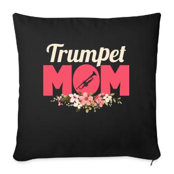Trompette Maman Trompettiste Mère Joueuse - Housse de coussin décorative 45 x 45 cm - noir - Devant