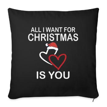 All I want for Christmas is you t-shirt - Sofa pillowcase 17,3'' x 17,3'' (45 x 45 cm) - black - Front