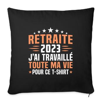 Retraité en 2023 cadeau retraité 2023 - Housse de coussin décorative 45 x 45 cm - noir - Devant