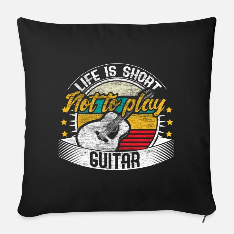 Idée cadeau guitariste guitariste - Housse de coussin décorative 45 x 45 cm - noir